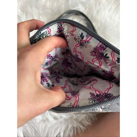 VERA BRADLEY RFID MINI HIPSTER HOPE BLOOMS id bag wallet crossbody gray - Picture 4 of 8